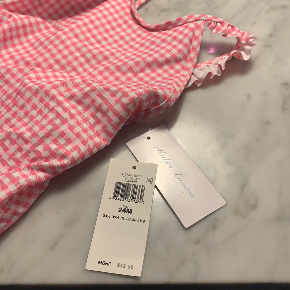 Ralph Lauren Gingham One-Piece Swimsuit 24M - Picture 3 of 3